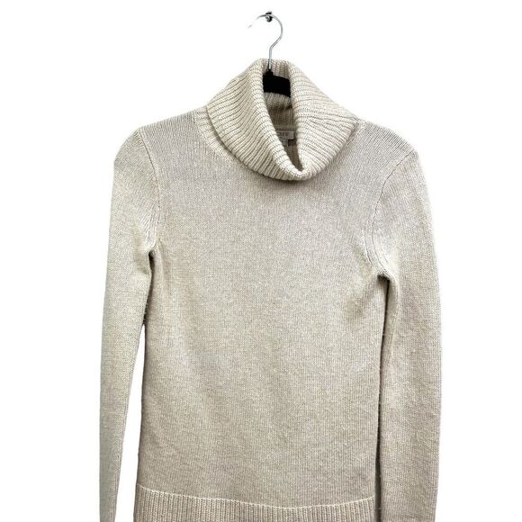 J. Crew Womens Merino Wool Sweater Cowl Neck Stretch Ribbed Hem Beige Size XXS - Picture 2 of 5